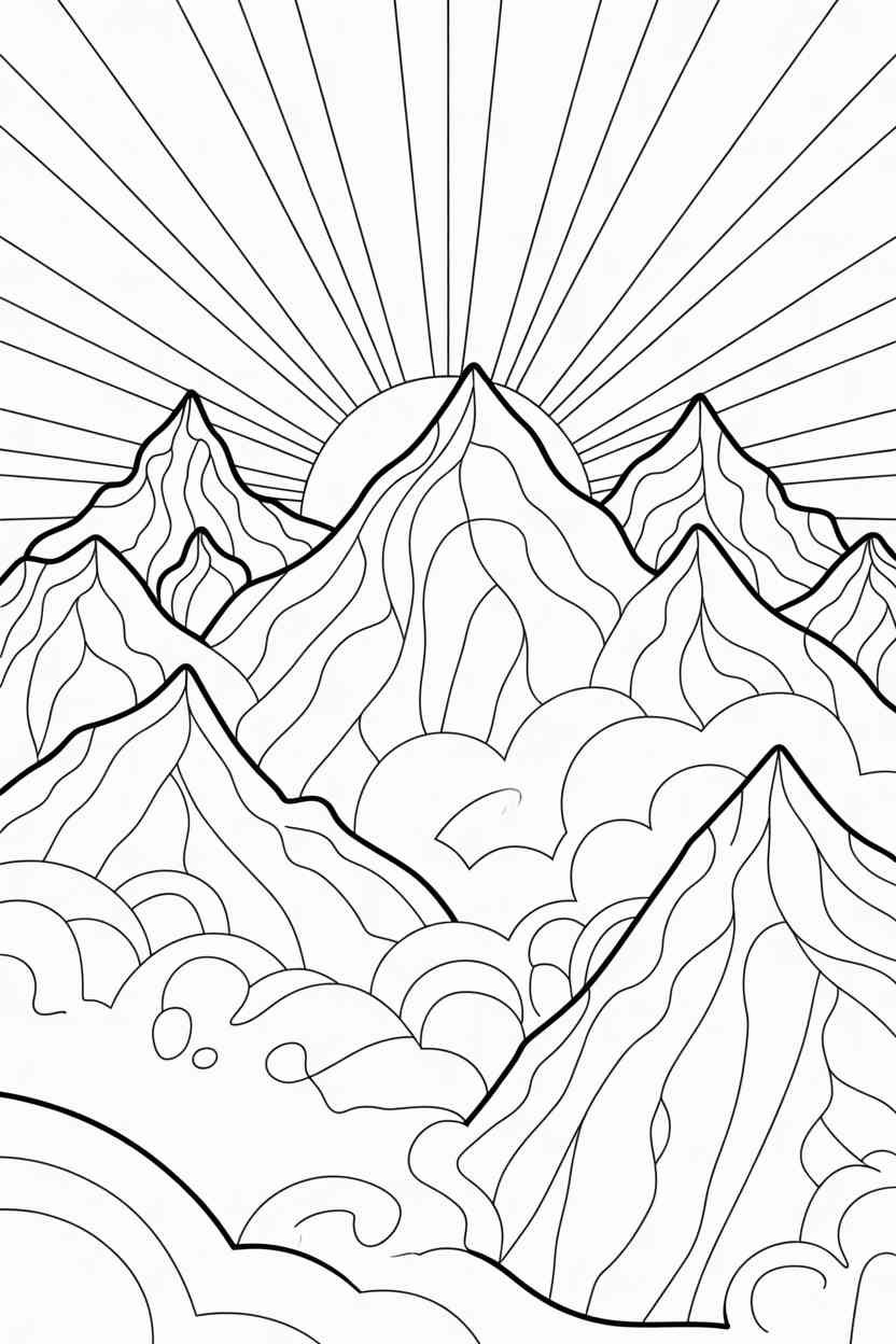 Mountain - Free Mountain Coloring Pages to Print, Nature Coloring Sheets: Relaxing, Scenic Designs for Kids & Adults (2)