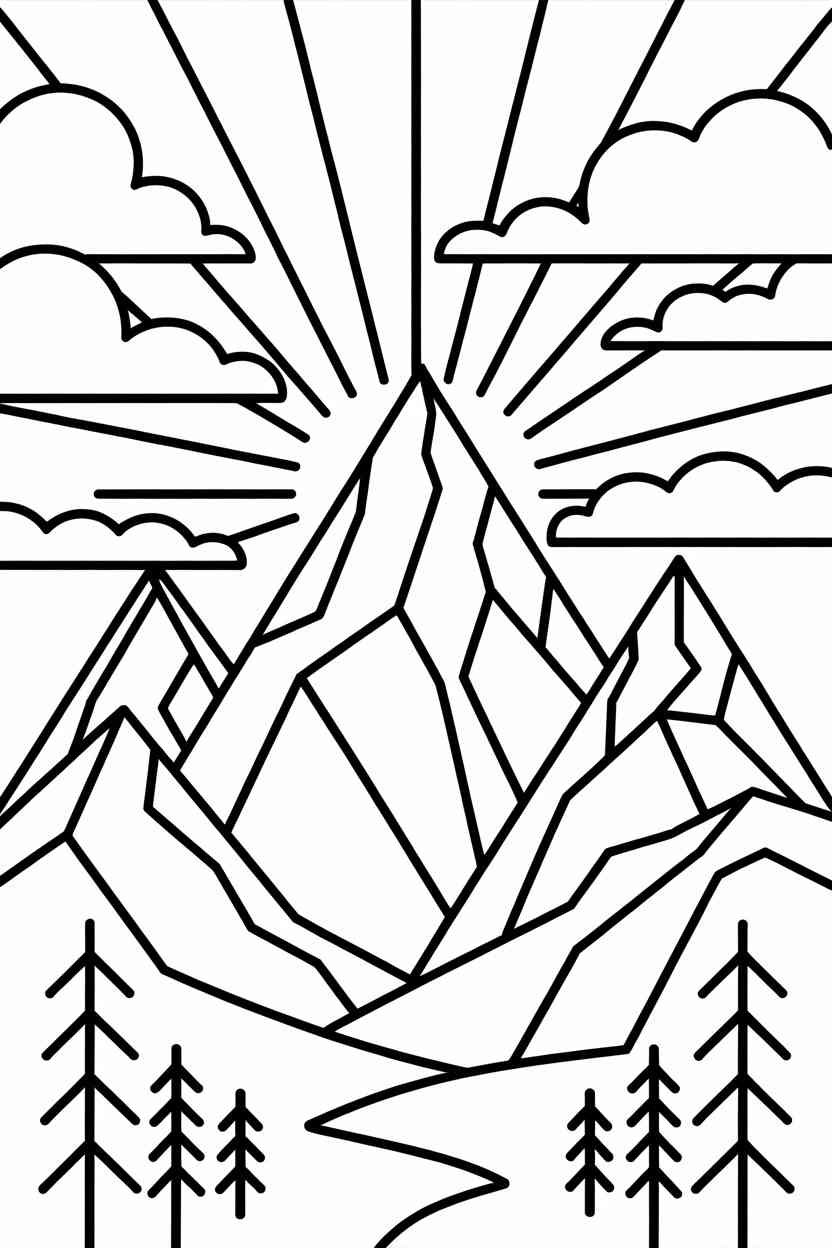 Mountain - Free Mountain Coloring Pages to Print, Nature Coloring Sheets: Relaxing, Scenic Designs for Kids & Adults (3)