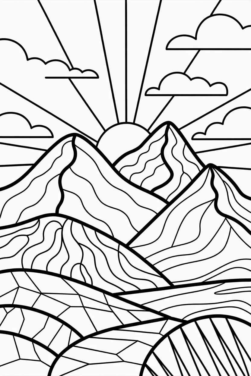 Mountain - Free Mountain Coloring Pages to Print, Nature Coloring Sheets: Relaxing, Scenic Designs for Kids & Adults (4)