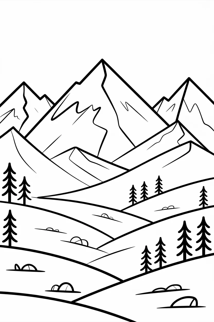 Mountains Design 2 - Mountains Coloring Pages Free Printable - Beautiful