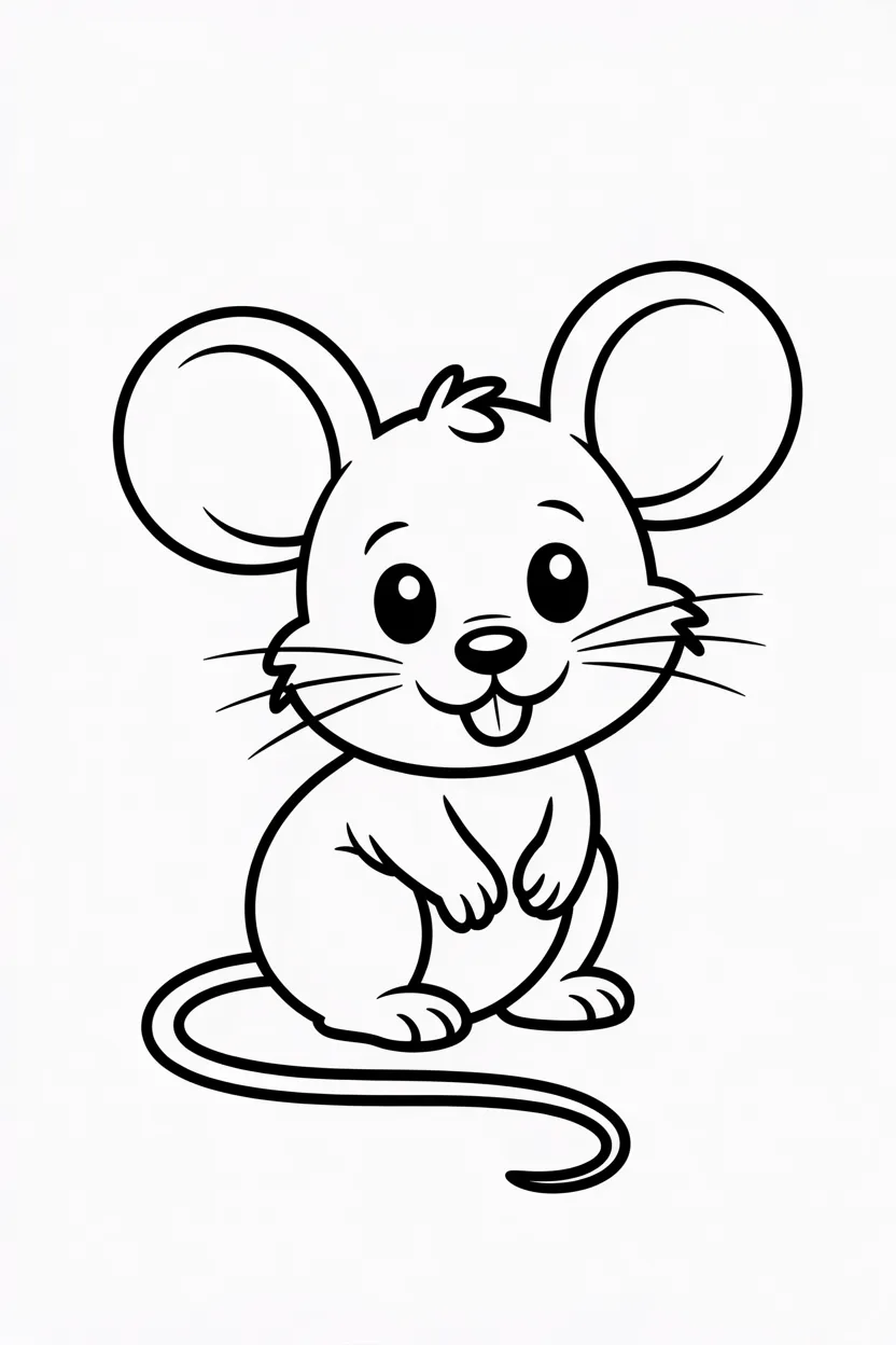 Mouse Design 4 - Mouse Coloring Pages Free Printable for Kids - Cute