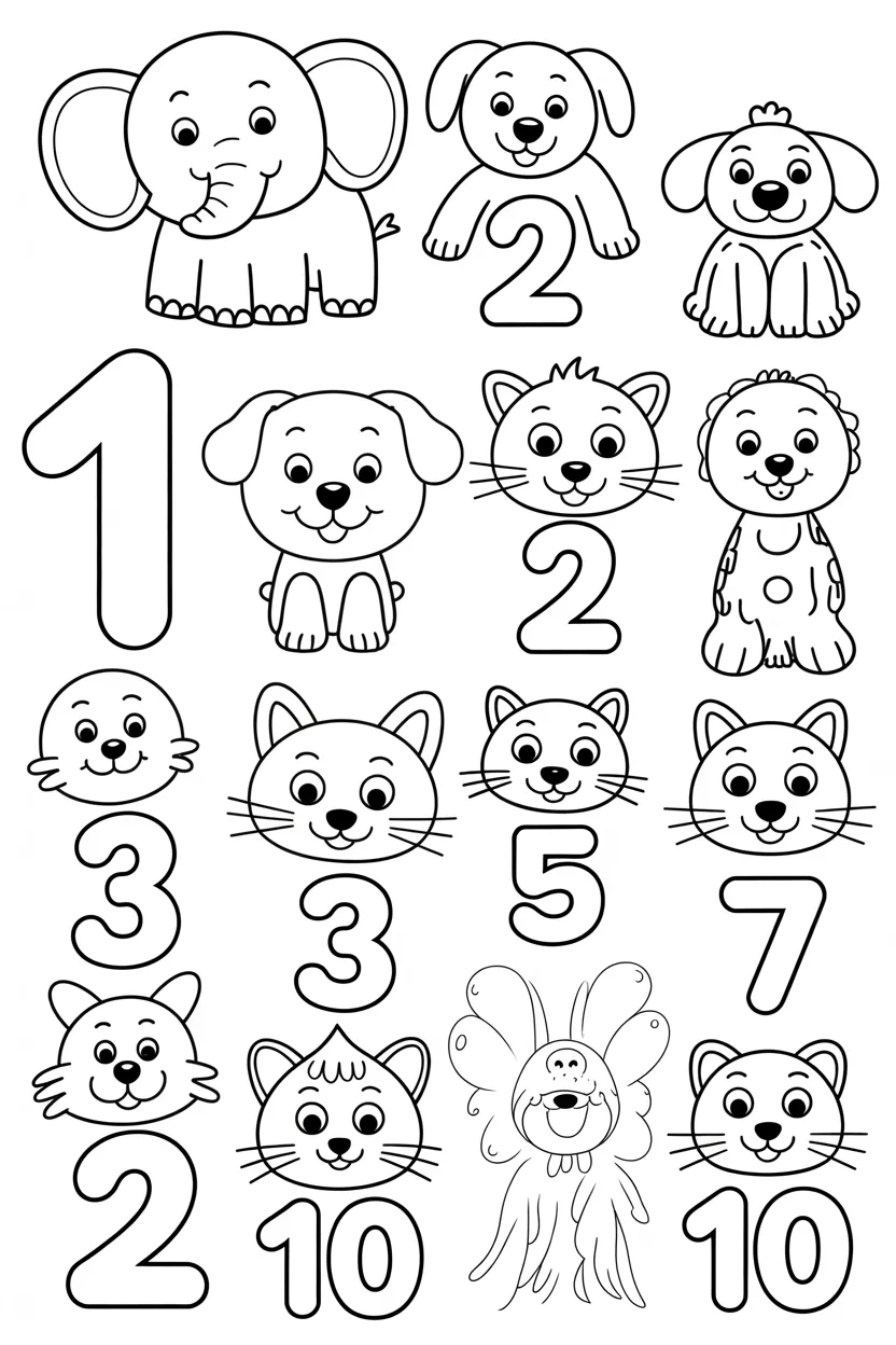 Numbers kids Design 1 - Numbers coloring pages for kids free printable - Learning