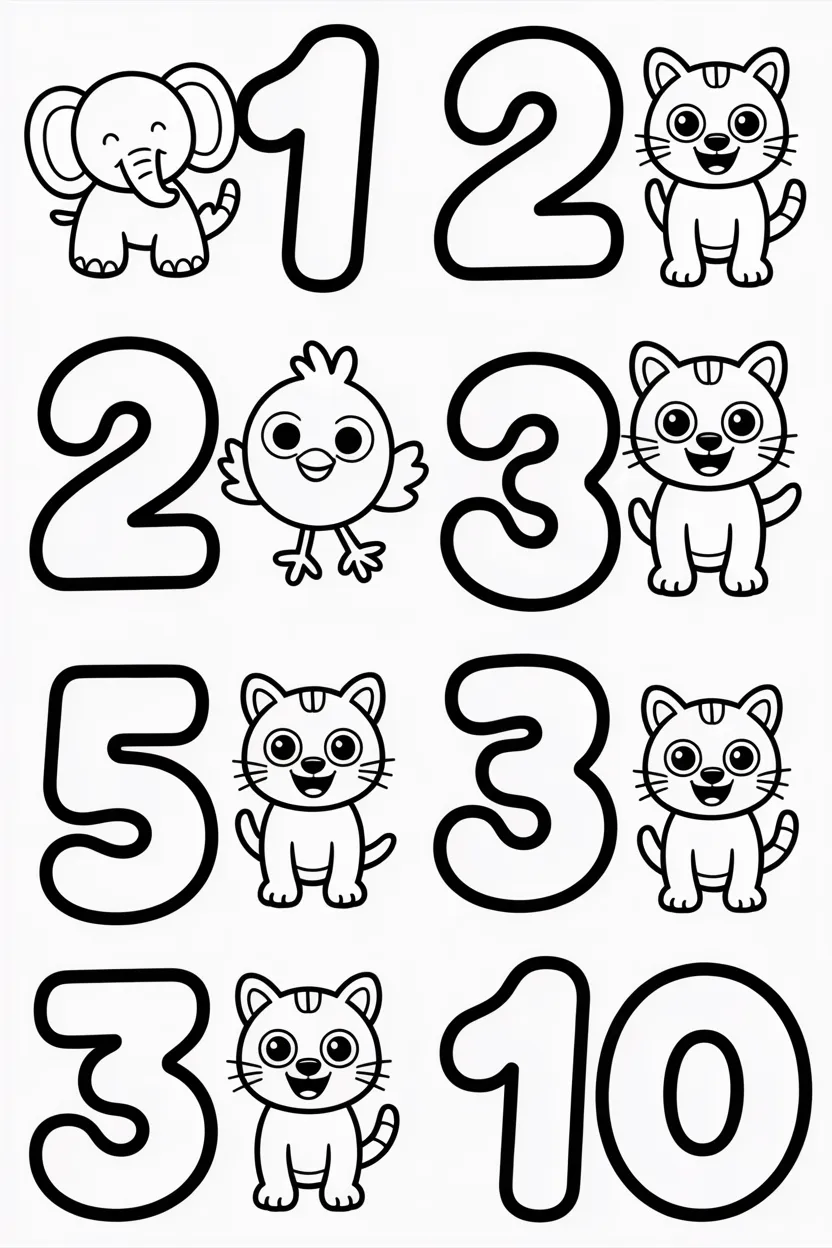 Numbers kids Design 3 - Numbers coloring pages for kids free printable - Learning