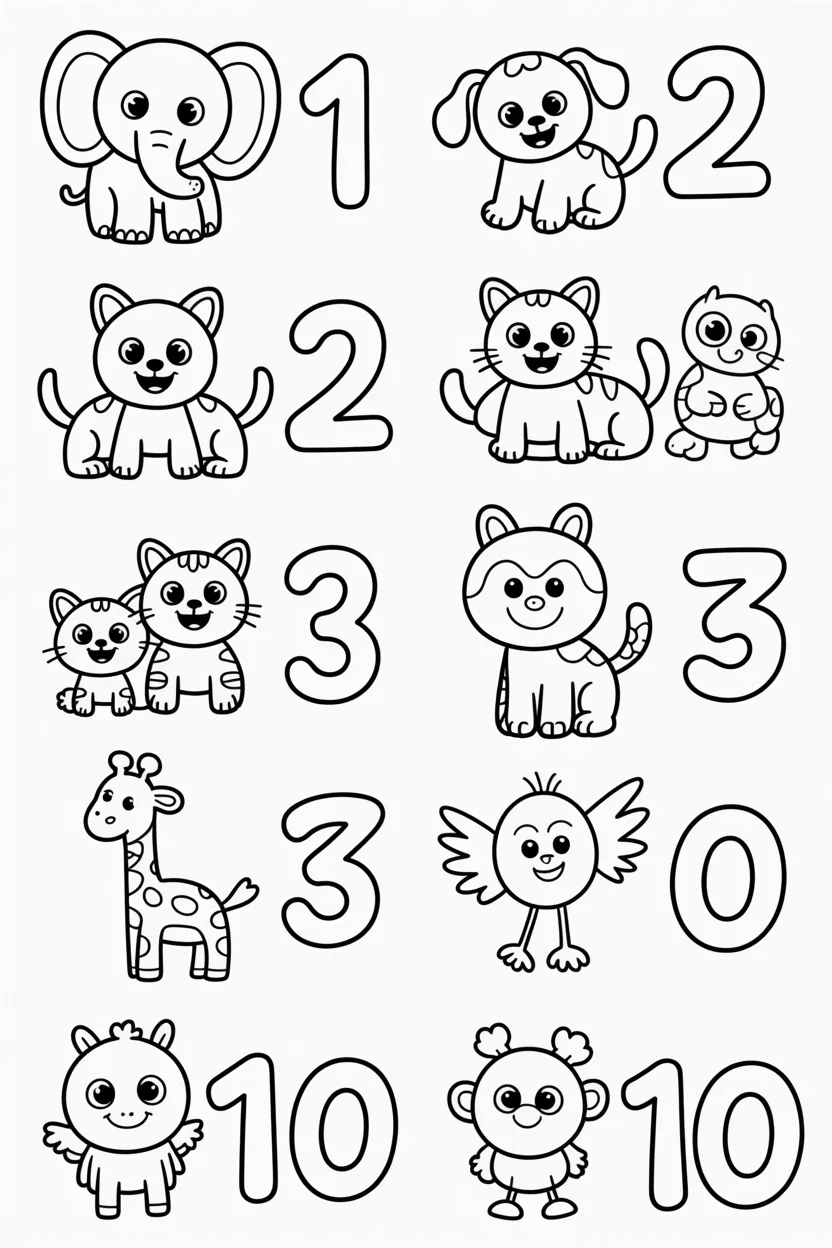 Numbers kids Design 4 - Numbers coloring pages for kids free printable - Learning