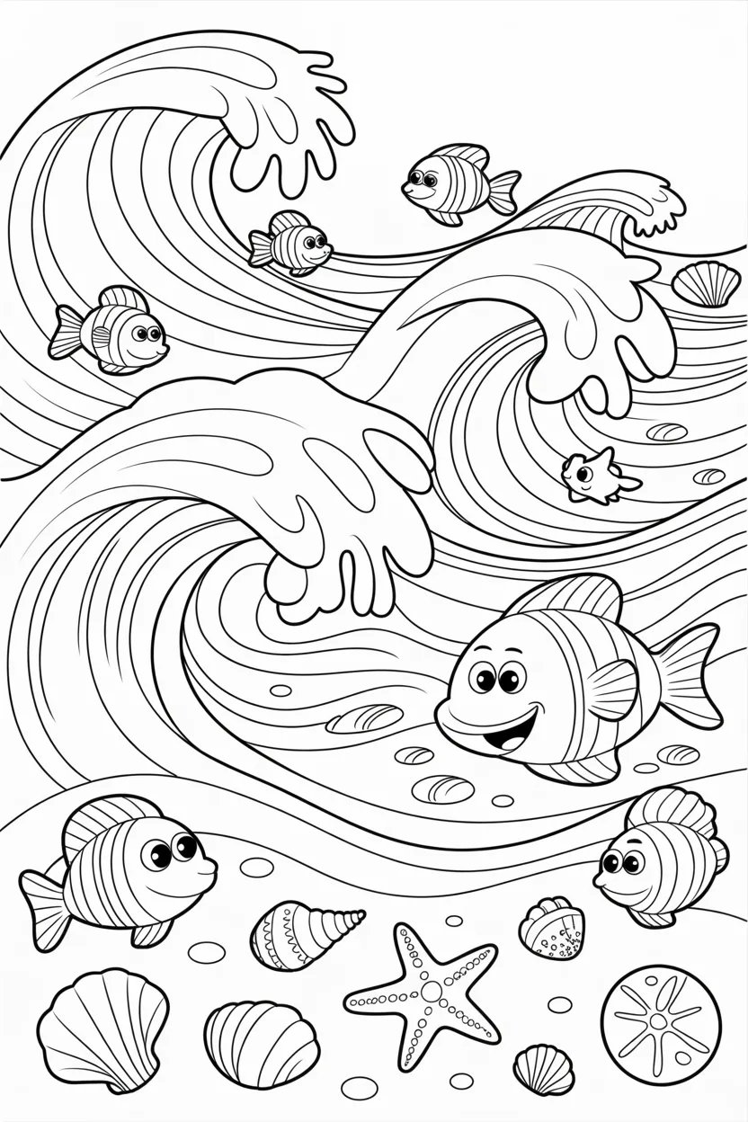 Ocean waves Design 1 - Ocean Waves Coloring Pages Free Printable for Kids