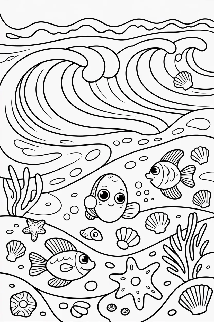 Ocean waves Design 3 - Ocean Waves Coloring Pages Free Printable for Kids