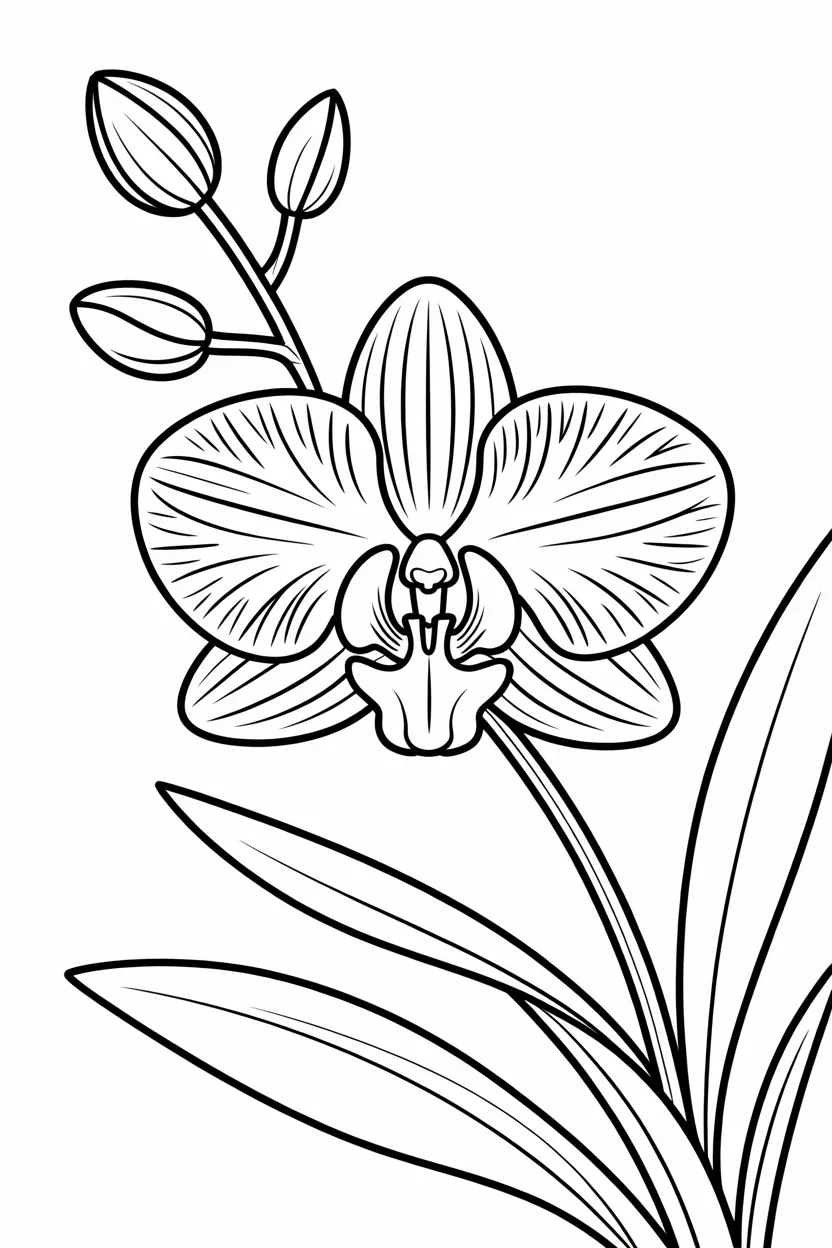 Orchid flower Design 1 - Orchid flower coloring pages free printable - Beautiful