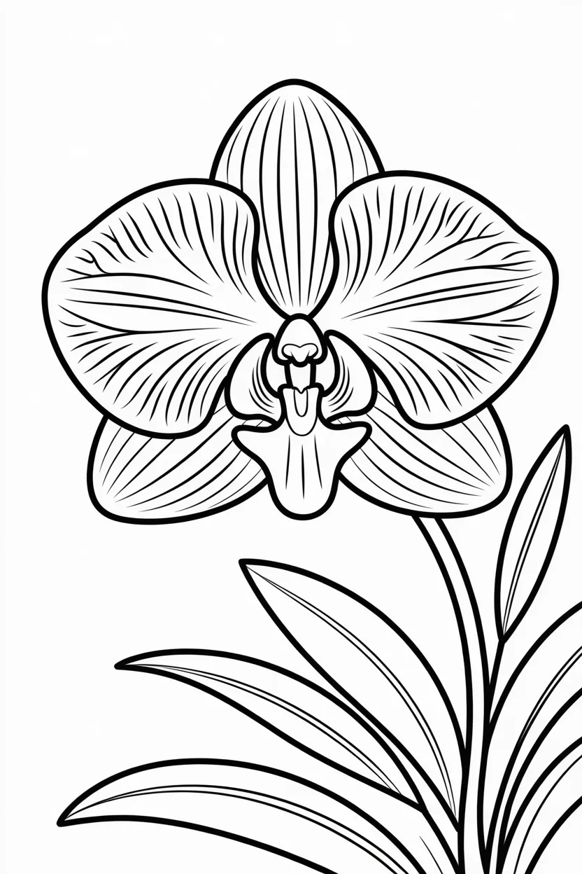 Orchid flower Design 3 - Orchid flower coloring pages free printable - Beautiful
