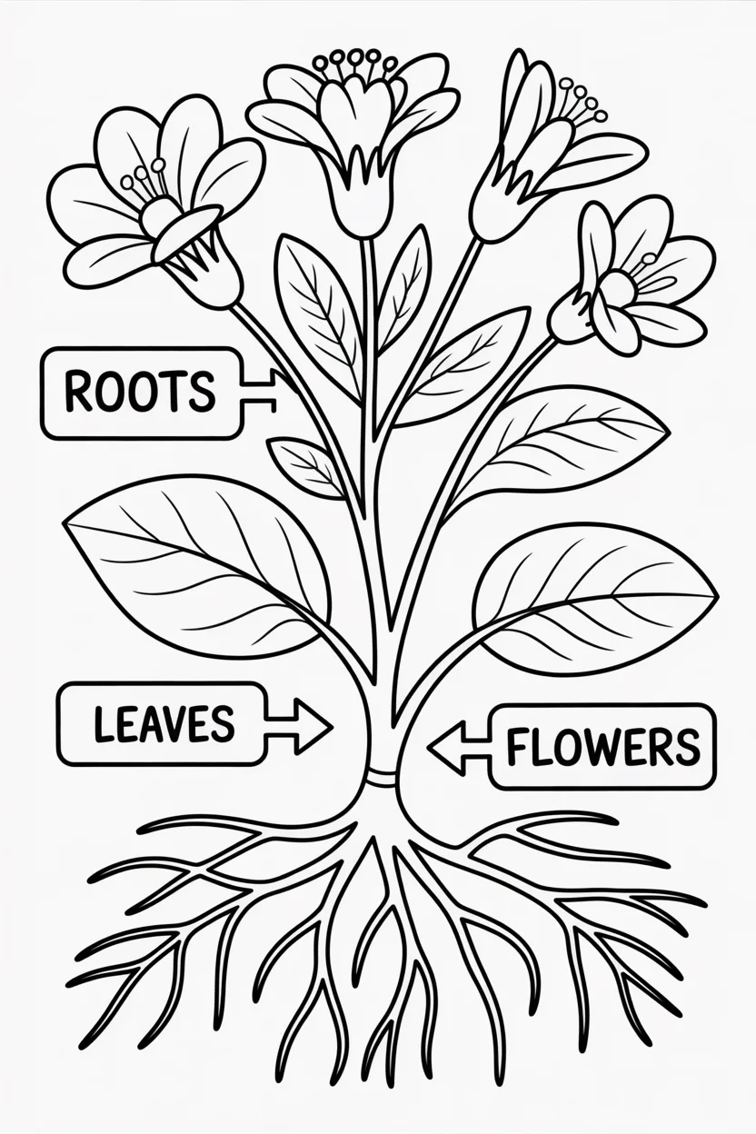 Parts plant pagesfree Design 1 - Parts of a plant coloring pagesfree printable for Kids