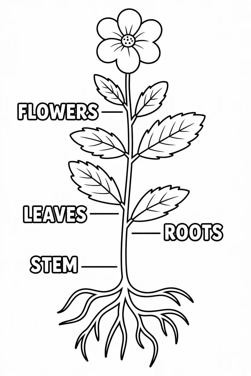 Parts plant pagesfree Design 3 - Parts of a plant coloring pagesfree printable for Kids