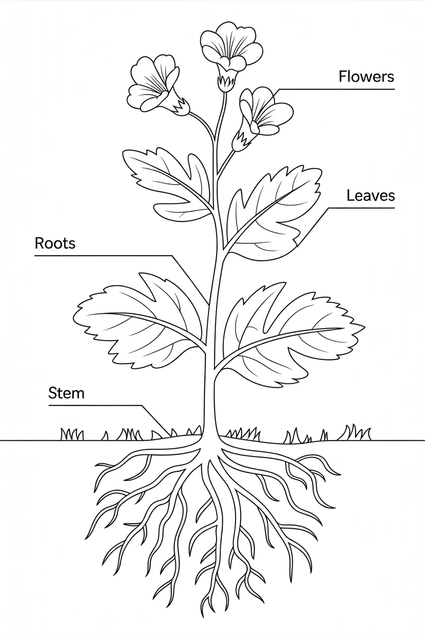 Parts plant pagesfree Design 4 - Parts of a plant coloring pagesfree printable for Kids