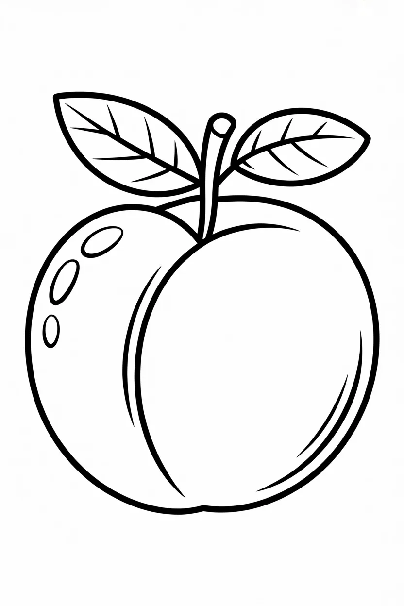 Peach fruit Design 1 - Peach Fruit Coloring Pages Free Printable