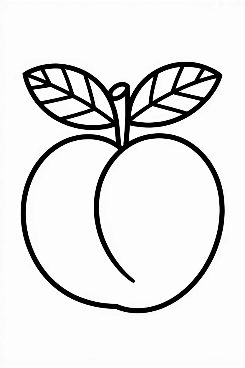 Peach fruit Design 3 - Peach Fruit Coloring Pages Free Printable