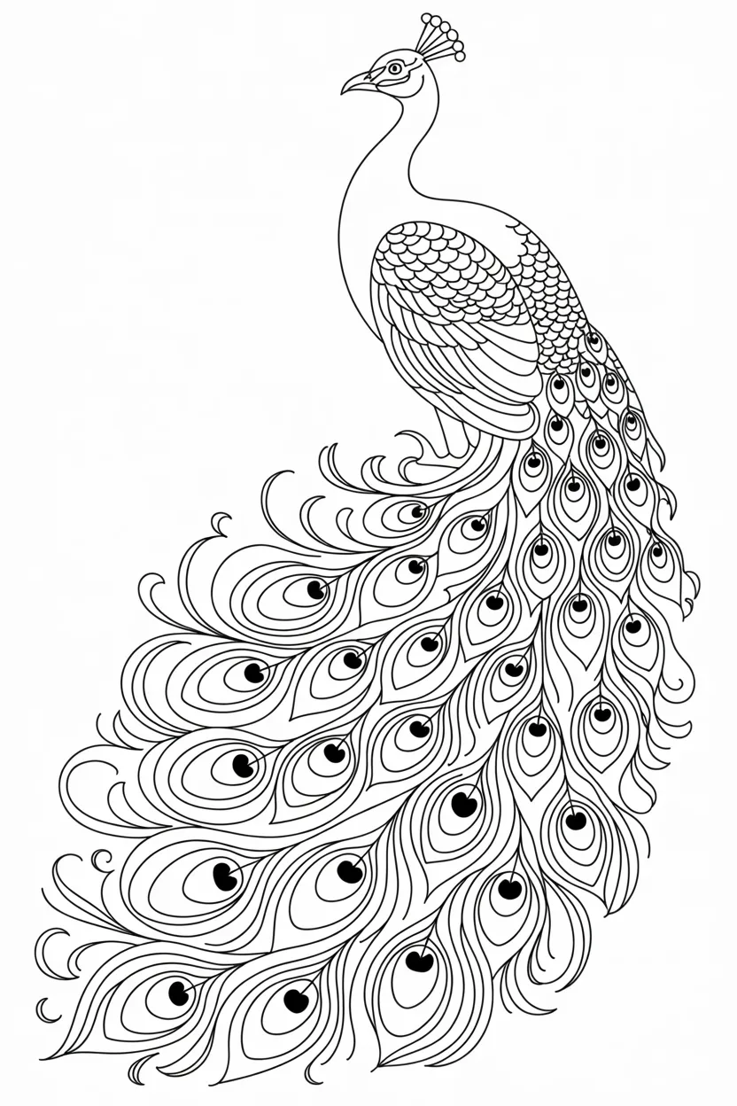 Peacock Design 1 - Peacock Coloring Pages Free Printable for Kids & Adults