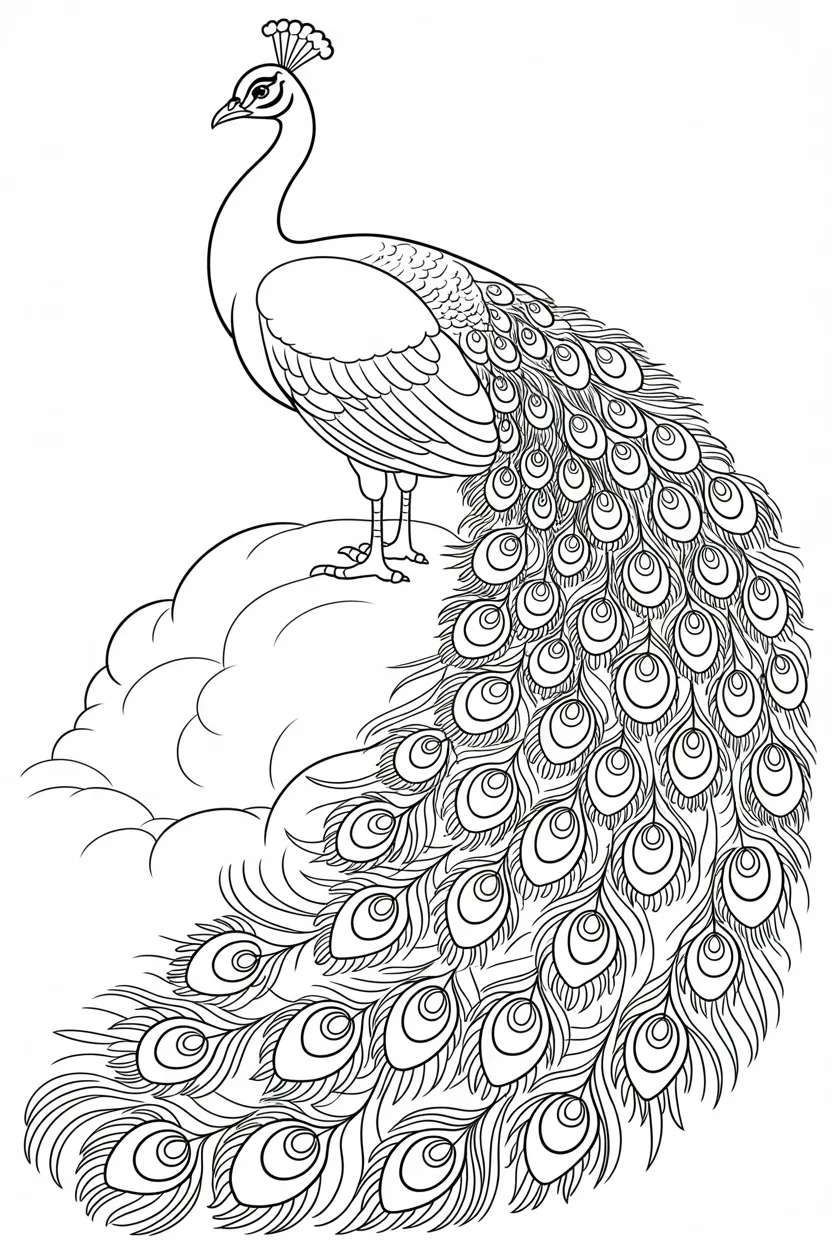 Peacock Design 2 - Peacock coloring pages free printable for Kids & Adults