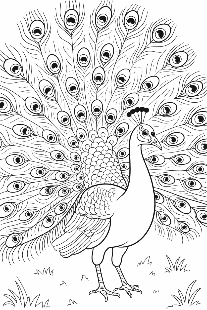 Peacock Design 1 - Peacock coloring pages free printable for Kids & Adults