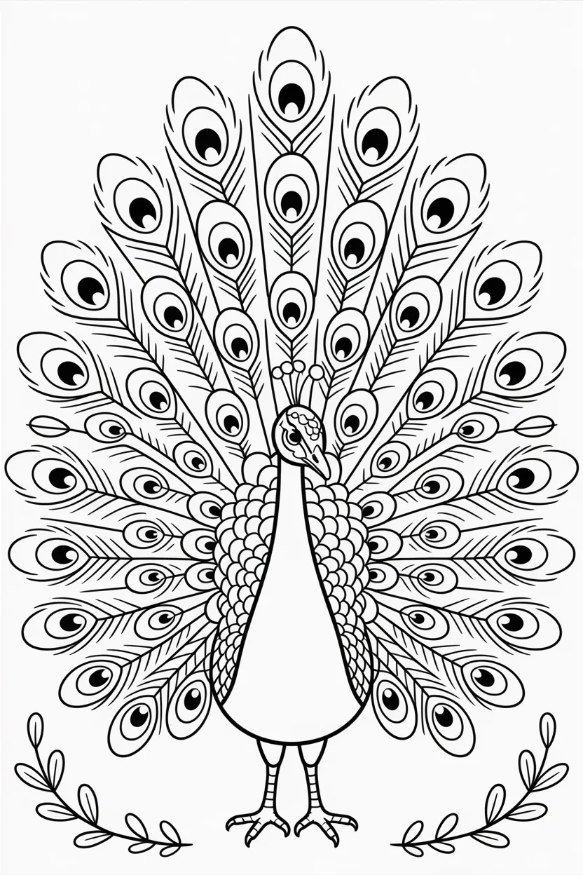 Peacock Design 1 - Peacock coloring pages free printable for Kids & Adults (2)