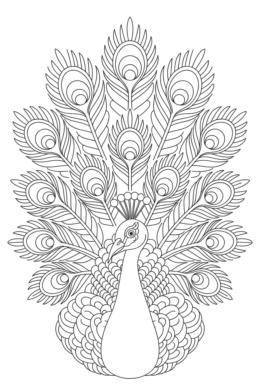 Peacock Design 2 - Peacock Coloring Pages Free Printable for Kids & Adults
