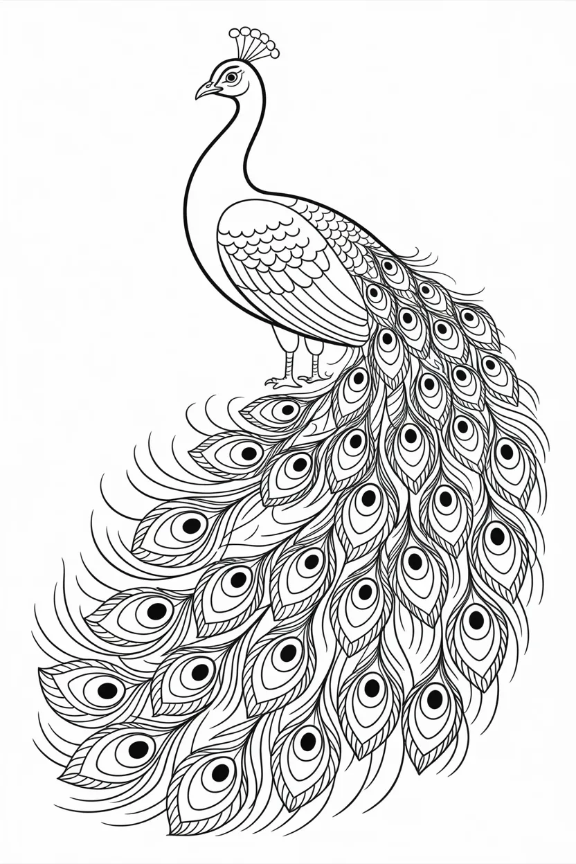 Peacock Design 3 - Peacock Coloring Pages Free Printable for Kids & Adults