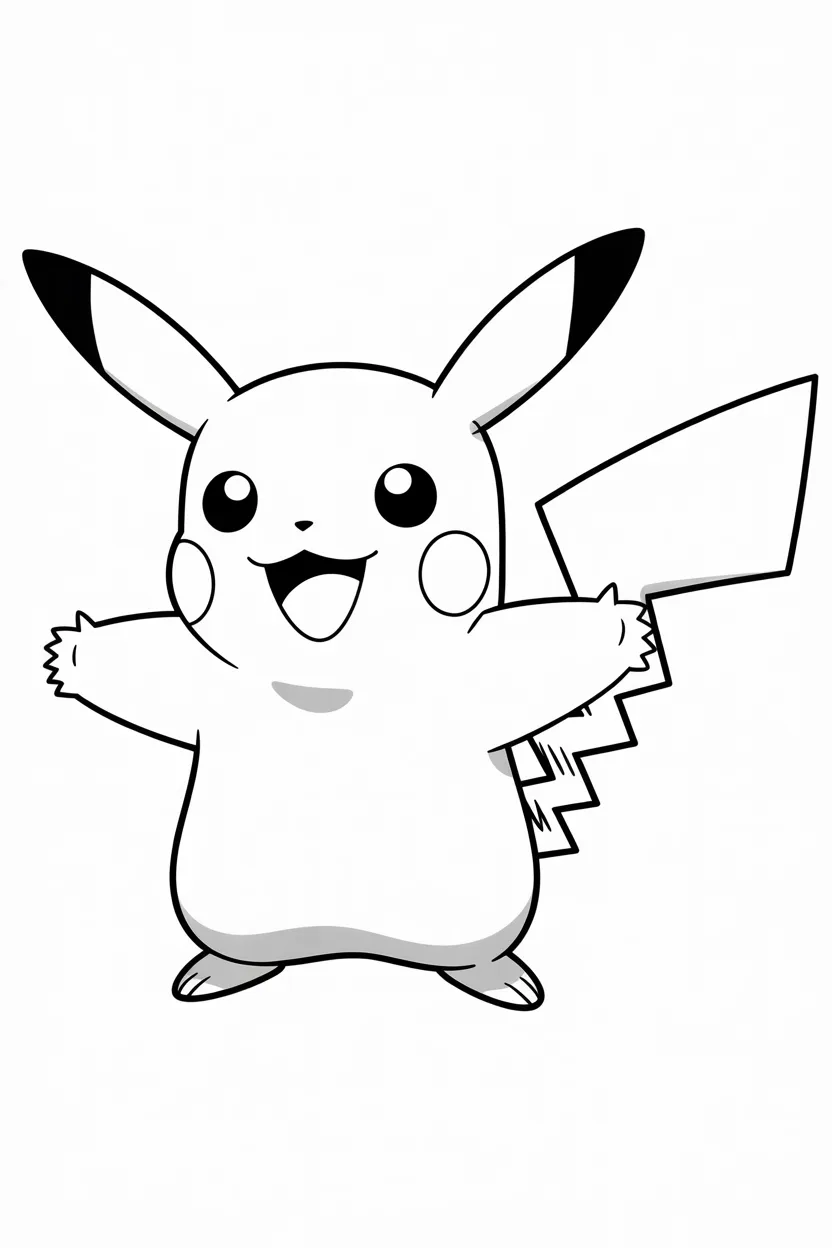 Pikachu Design 3 - Pikachu Coloring Pages Free Printable