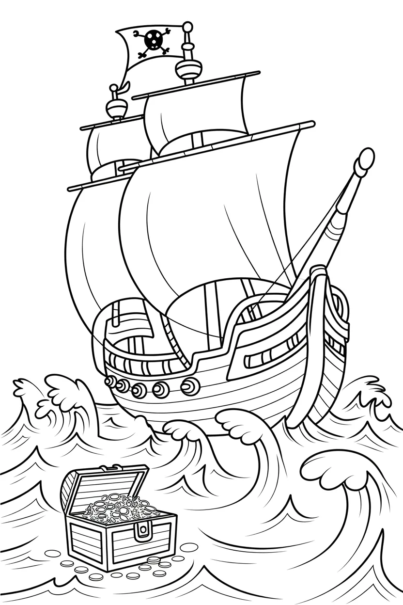 Pirate ship Design 2 - Pirate Ship Coloring Pages Free Printable for Kids - Adven