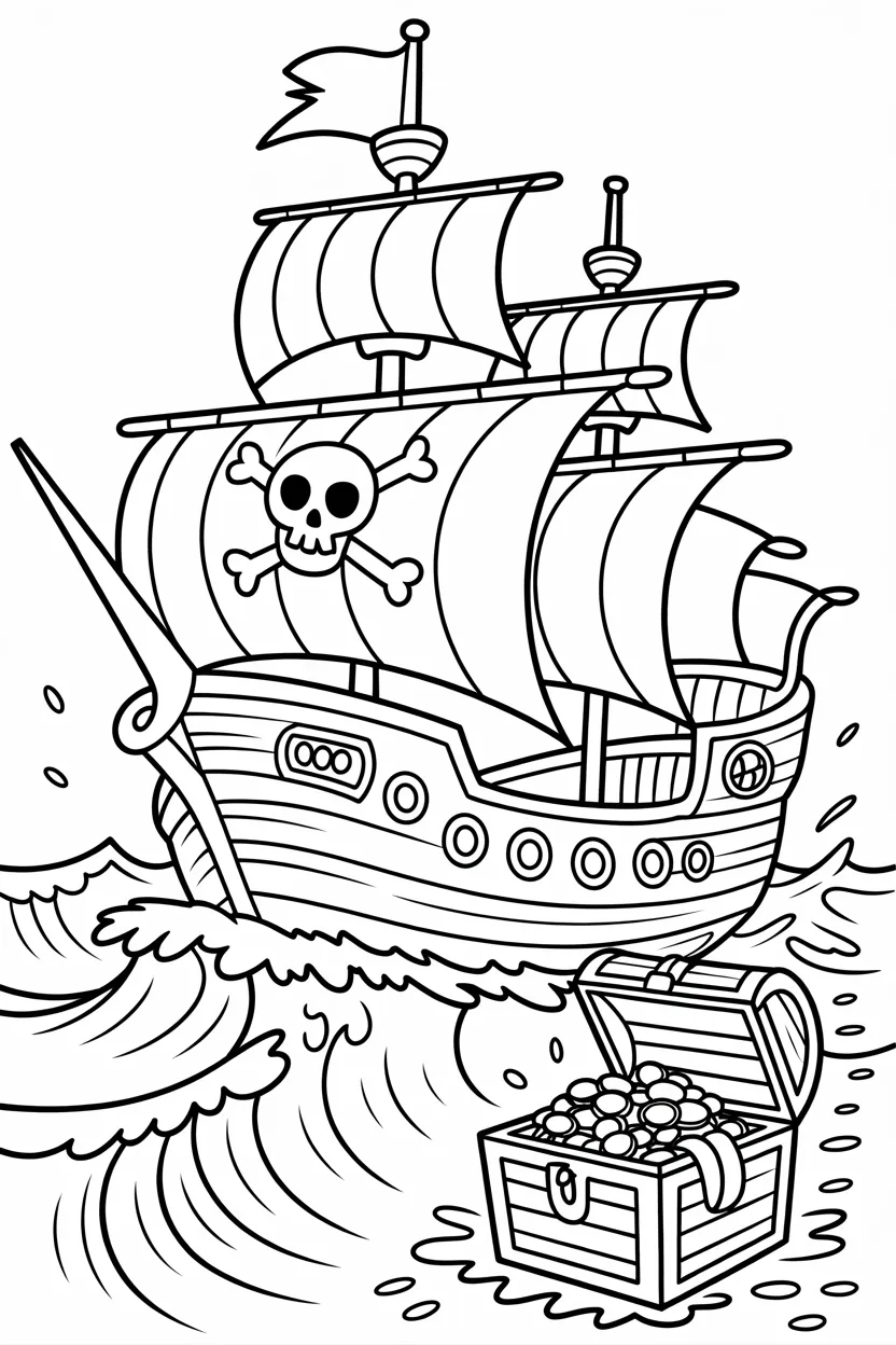 Pirate ship Design 4 - Pirate Ship Coloring Pages Free Printable for Kids - Adven