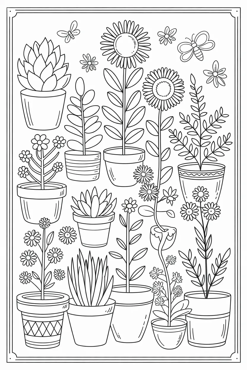Plants Design 1 - Plants Coloring Pages Free Printable - Nature Sheets