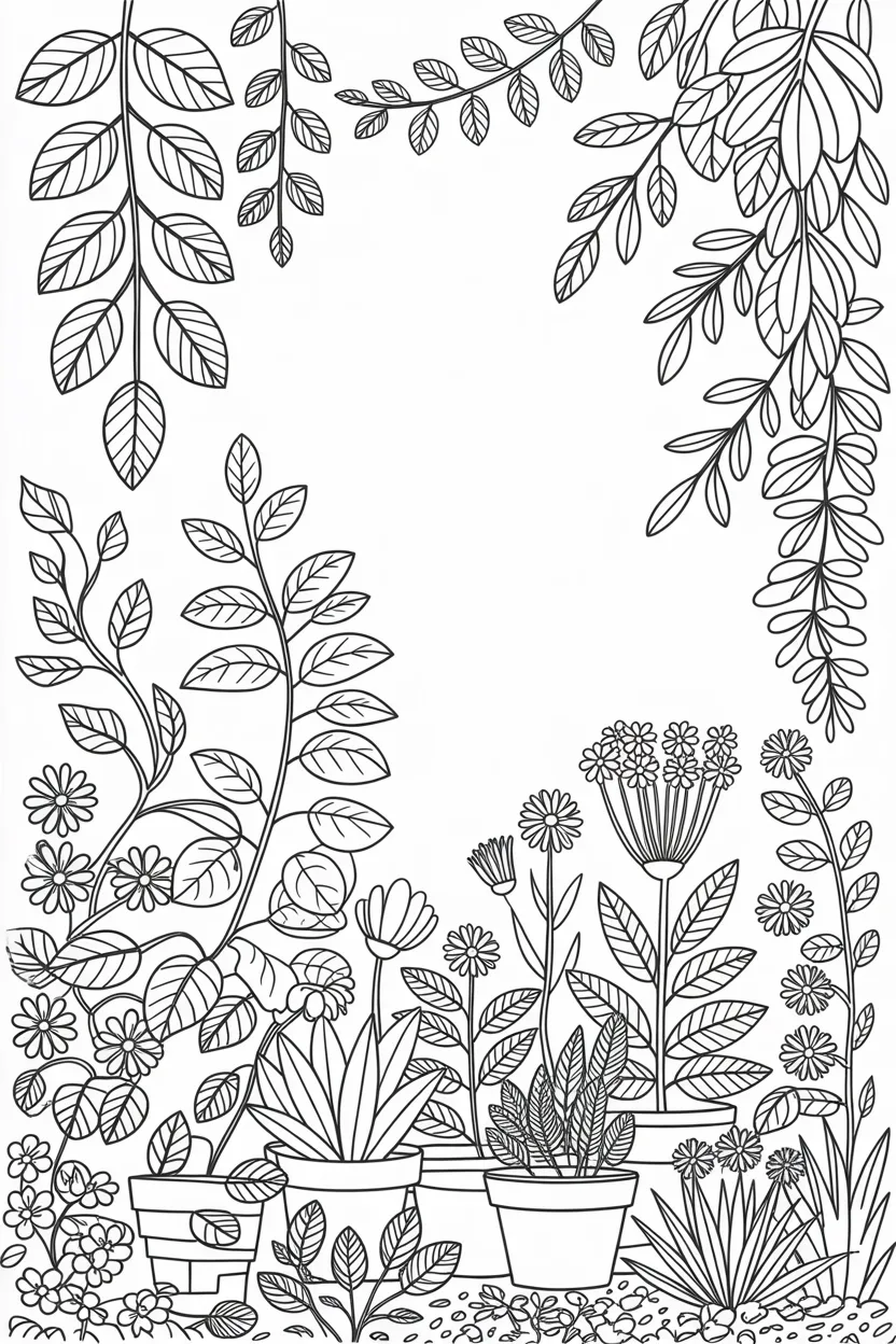 Plants Design 1 - Plants Coloring Pages Free Printable - Nature Designs