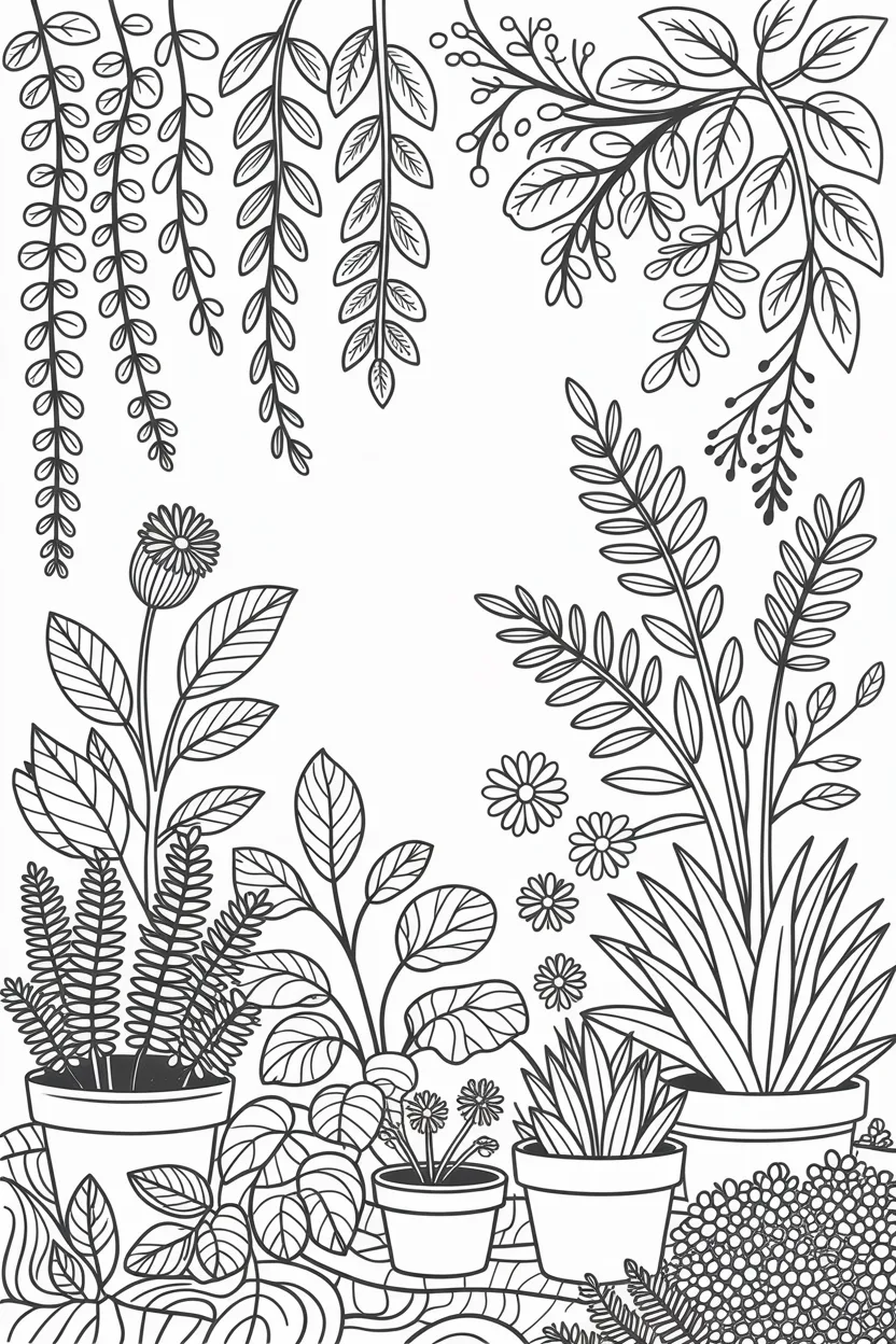 Plants Design 2 - Plants Coloring Pages Free Printable - Nature Designs