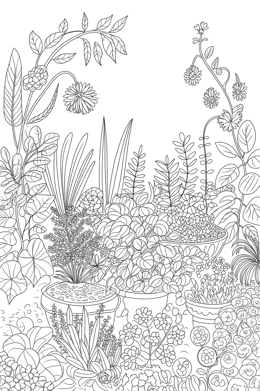 Plants Design 3 - Plants Coloring Pages Free Printable - Nature Designs