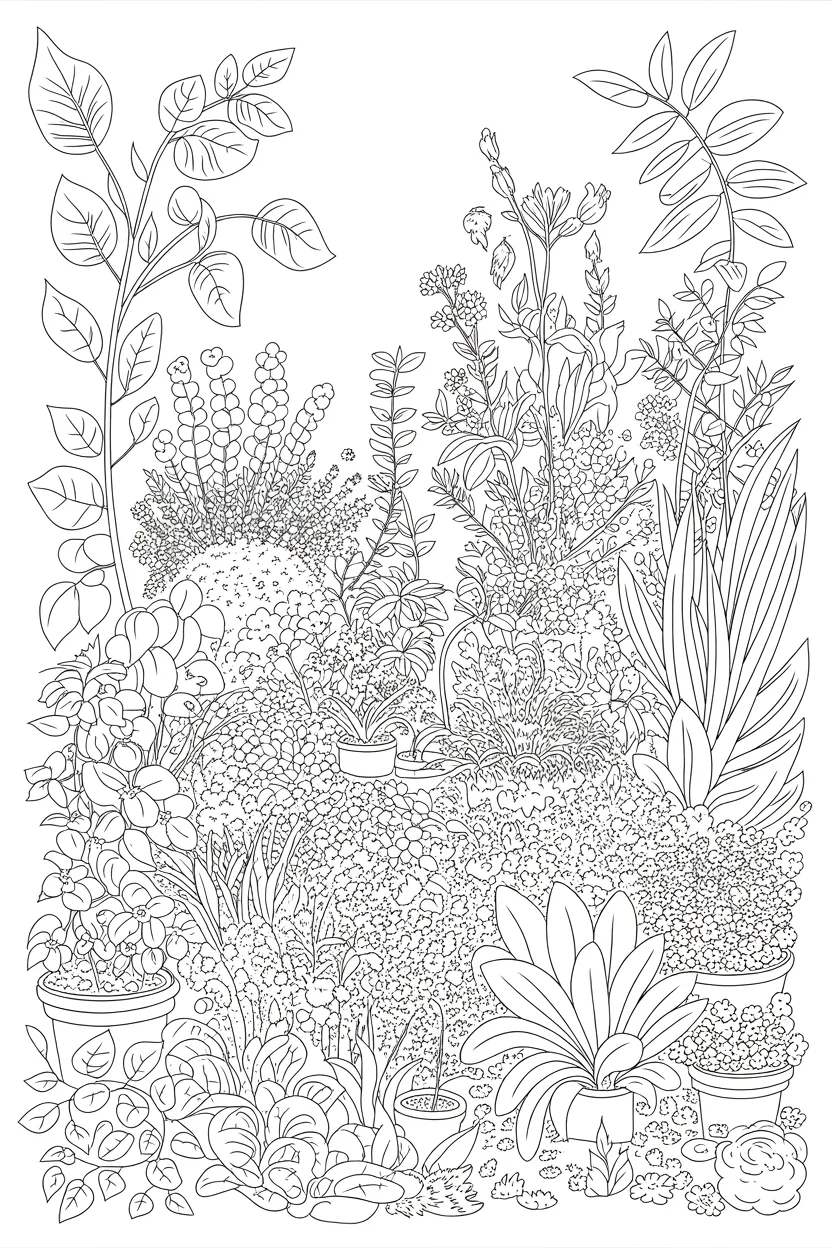 Plants Design 4 - Plants Coloring Pages Free Printable - Nature Designs