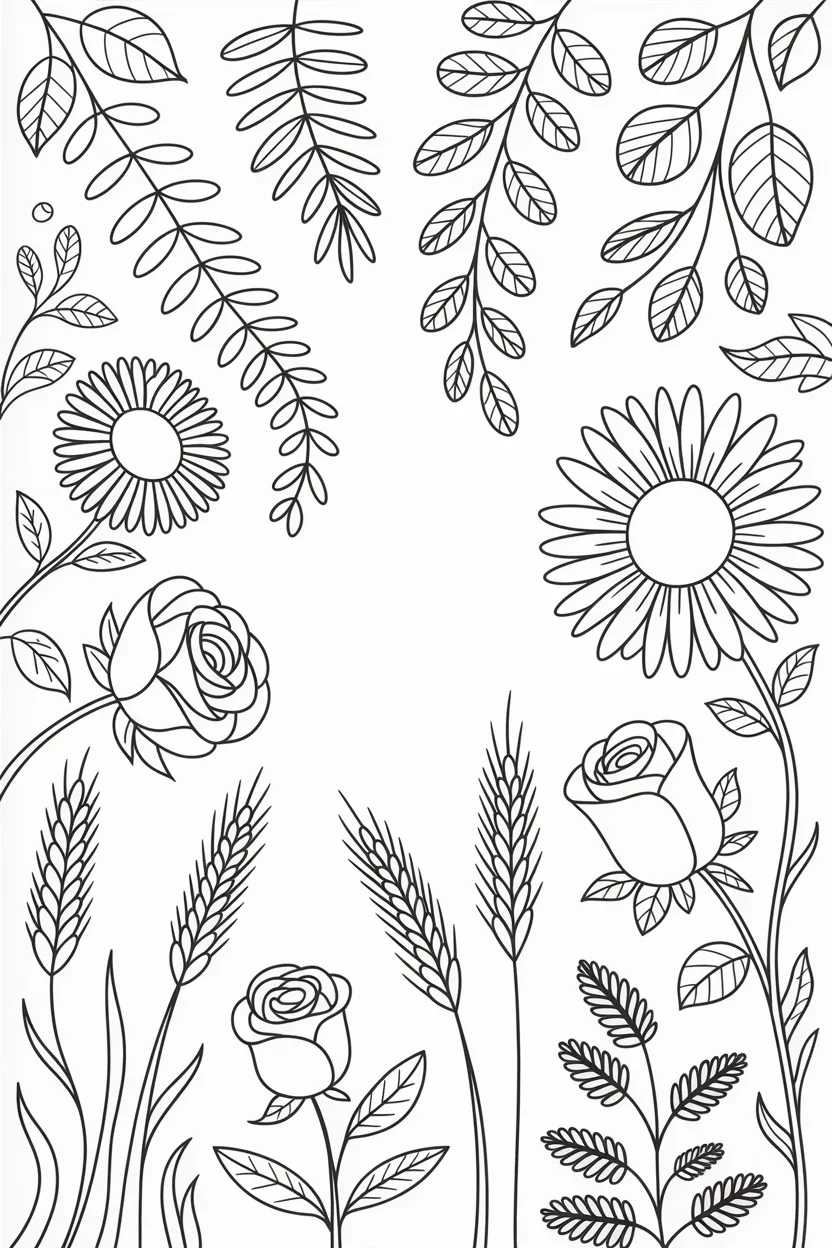 Plants Design 5 - Plants Coloring Pages Free Printable - Nature Sheets