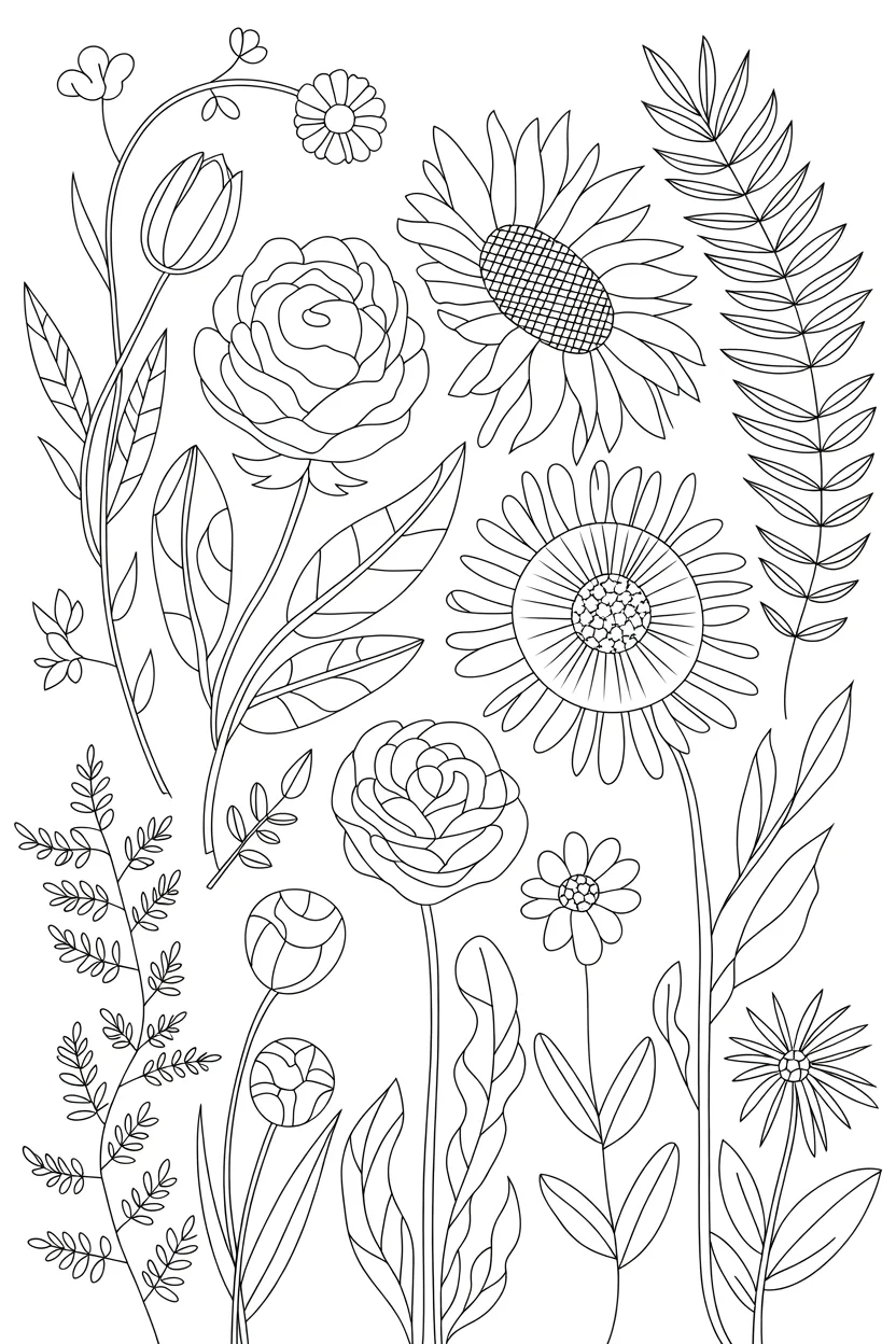 Plants Design 3 - Plants Coloring Pages Free Printable - Nature Sheets