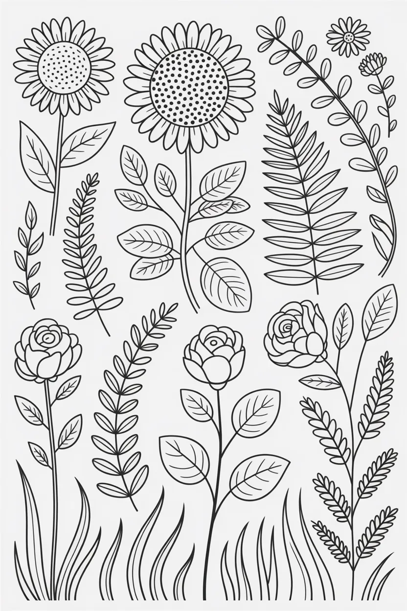 Plants Design 4 - Plants Coloring Pages Free Printable - Nature Sheets