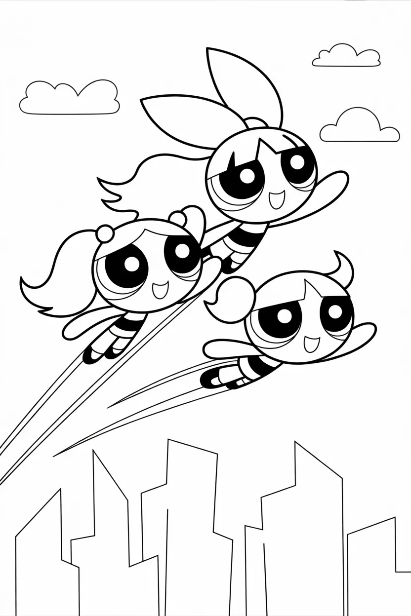 Powerpuff girls Design 1 - Powerpuff Girls Coloring Pages Free Printable for Kids