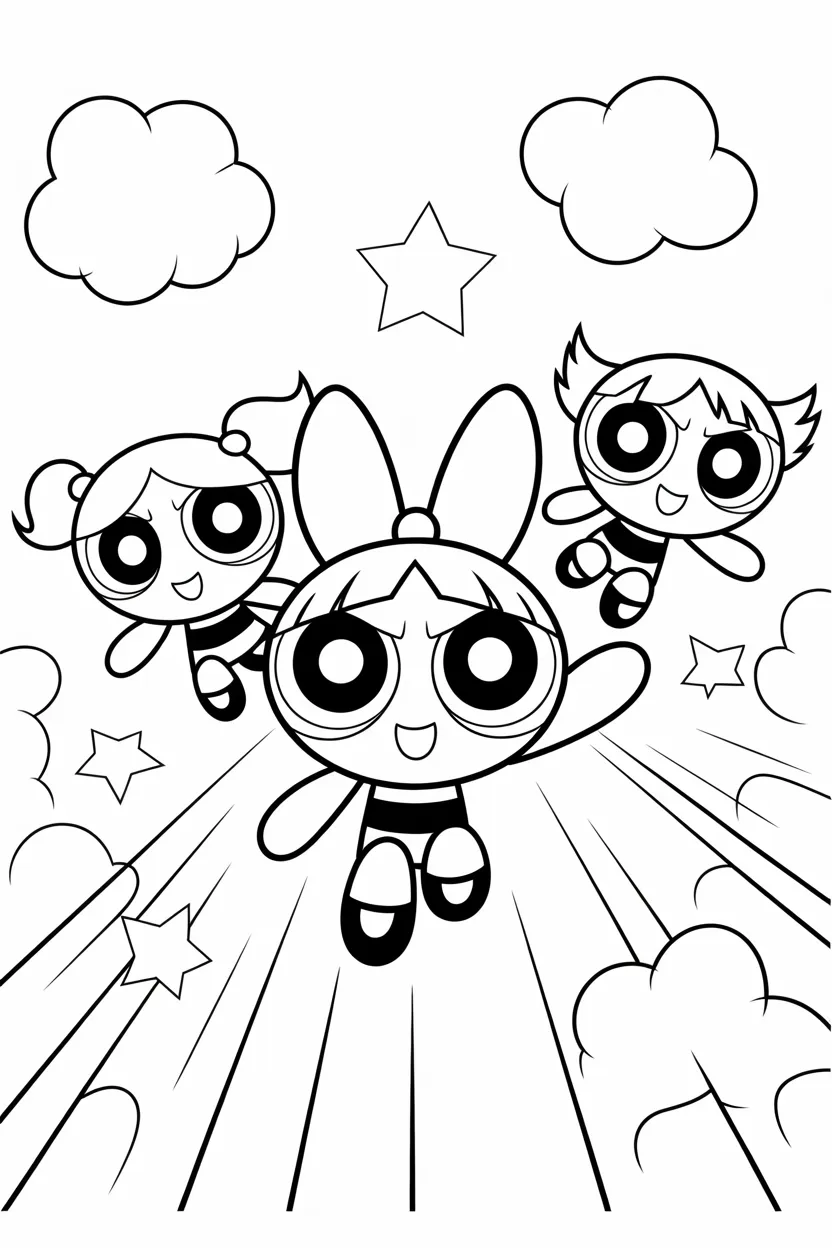 Powerpuff girls Design 2 - Powerpuff Girls Coloring Pages Free Printable for Kids