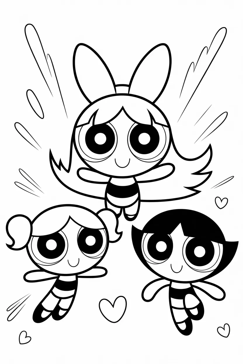 Powerpuff girls Design 3 - Powerpuff Girls Coloring Pages Free Printable for Kids