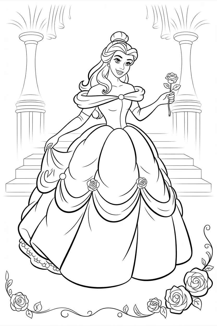 Princess belle Design 1 - Princess Belle Coloring Pages Free Printable for Kids