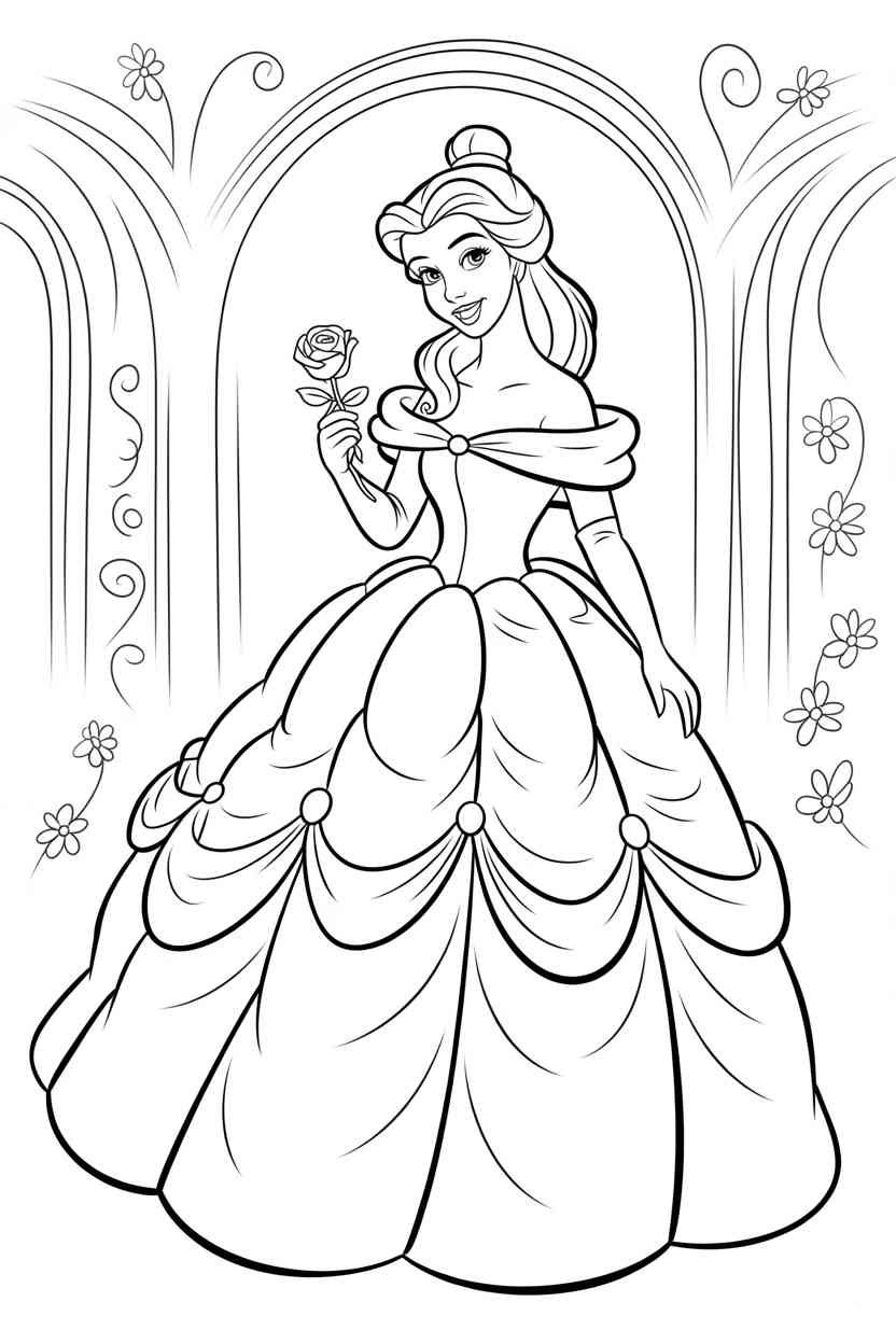 Princess belle Design 6 - Princess Belle Coloring Pages Free Printable for Kids