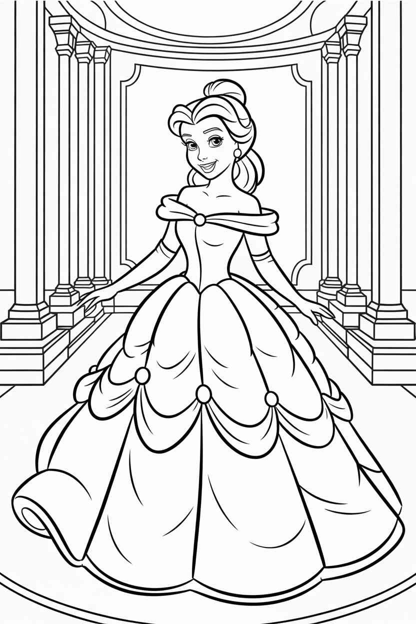 Princess belle Design 7 - Princess Belle Coloring Pages Free Printable for Kids