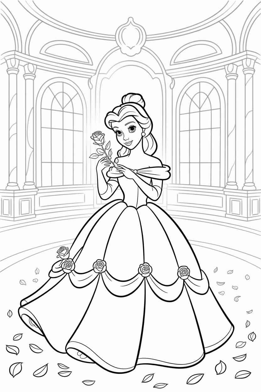 Princess belle Design 8 - Princess Belle Coloring Pages Free Printable for Kids