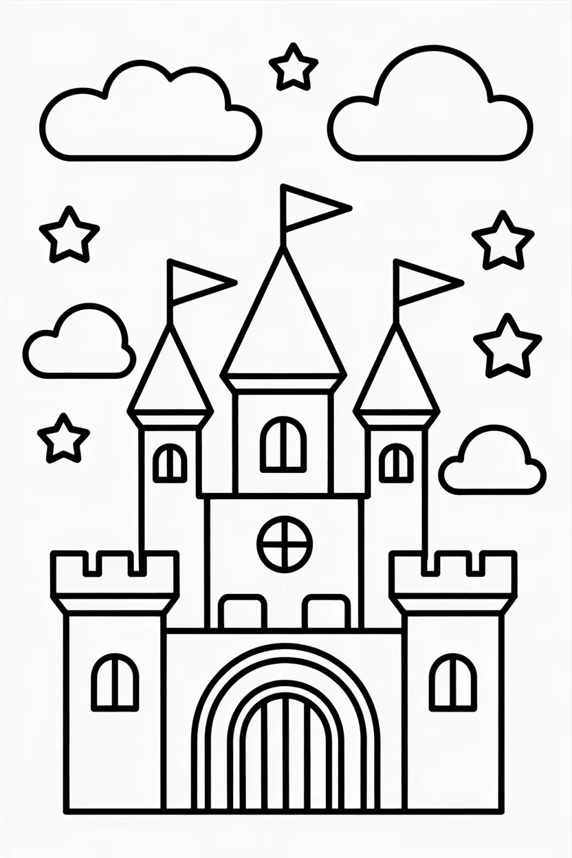 Princess castle Design 1 - Princess Castle Coloring Pages Free Printable for Kids