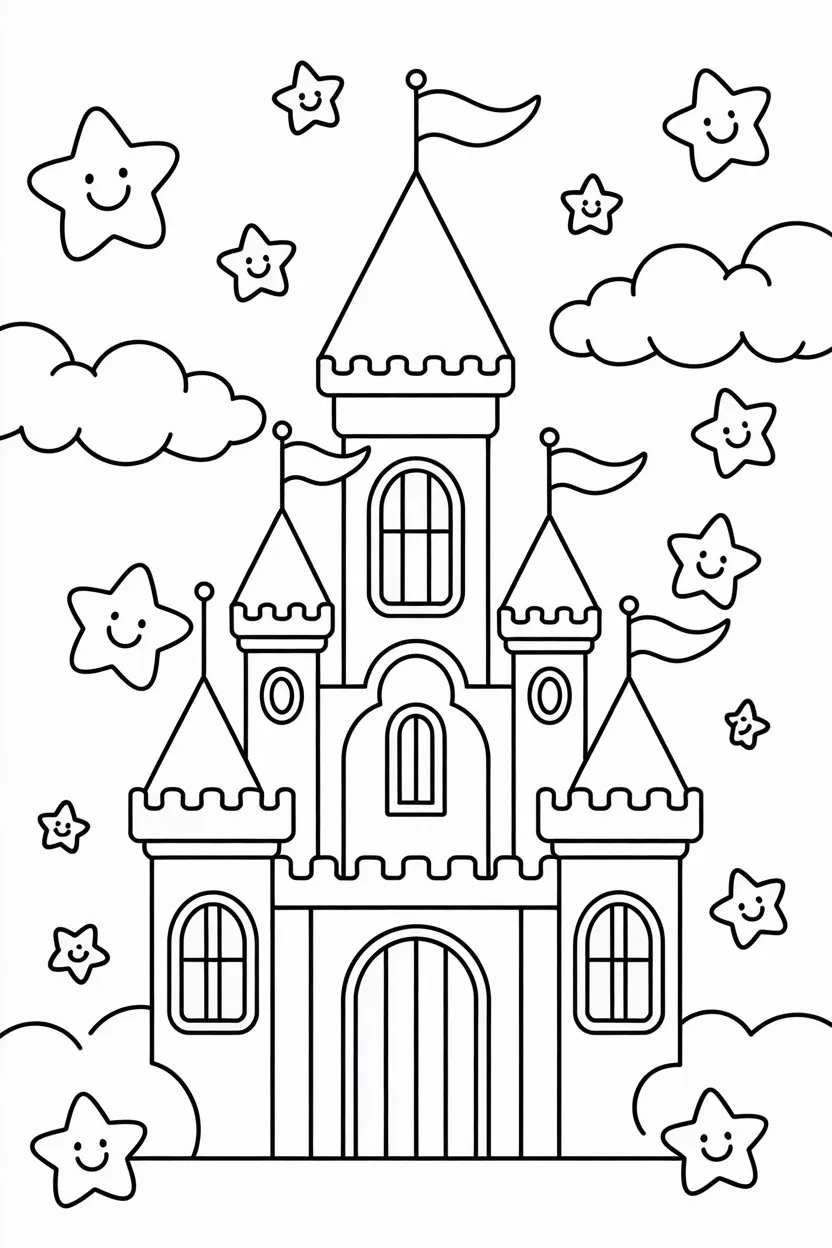 Princess castle Design 2 - Princess Castle Coloring Pages Free Printable for Kids