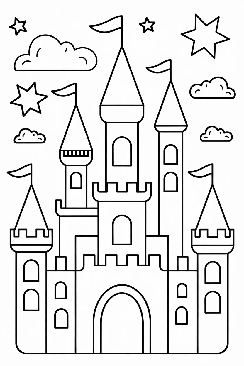 Princess castle Design 3 - Princess Castle Coloring Pages Free Printable for Kids