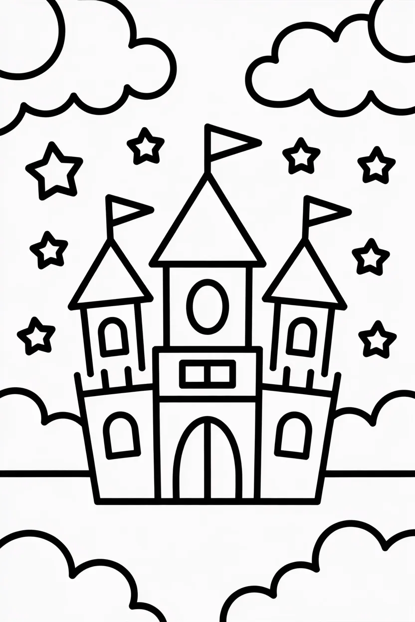 Princess castle Design 4 - Princess Castle Coloring Pages Free Printable for Kids