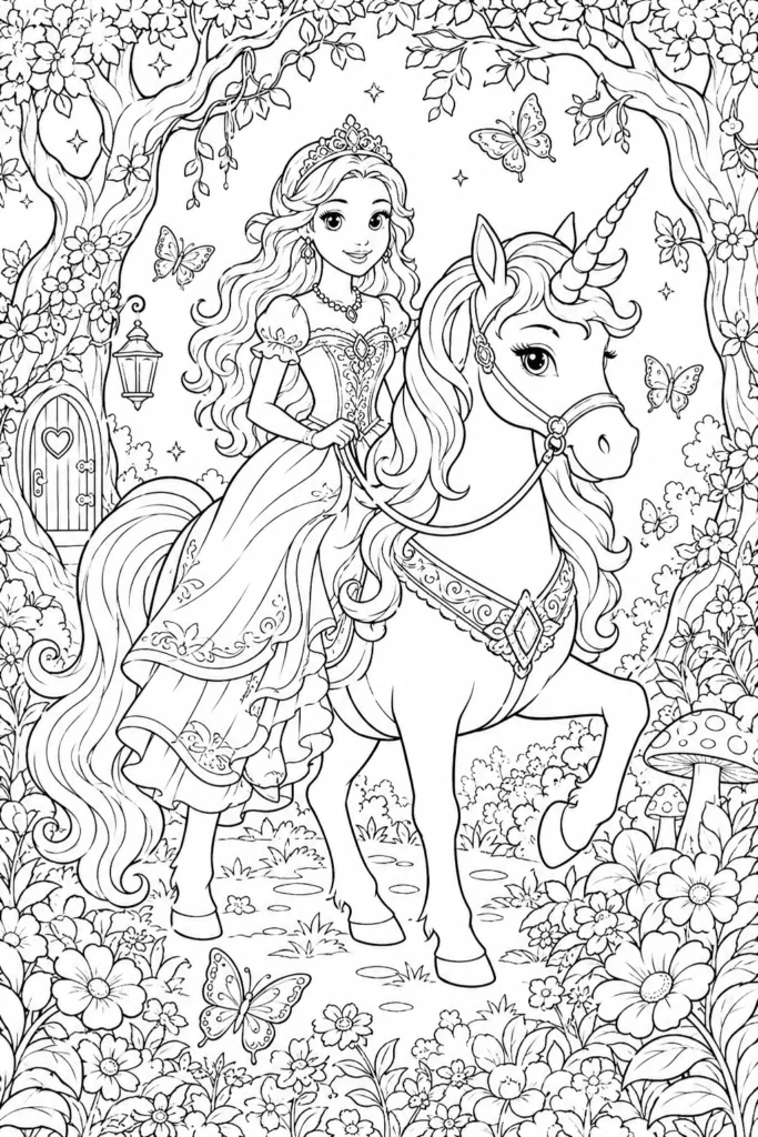 Princess Design 3 - Princess Coloring Pages Free Printable