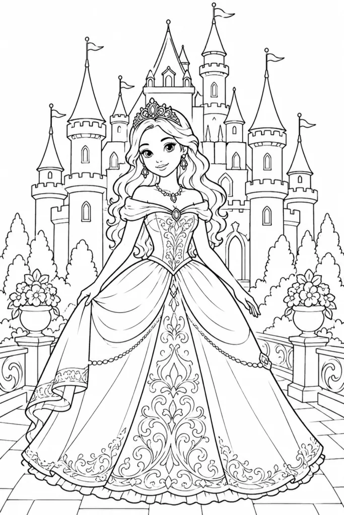 Princess Design 4 - Princess Coloring Pages Free Printable