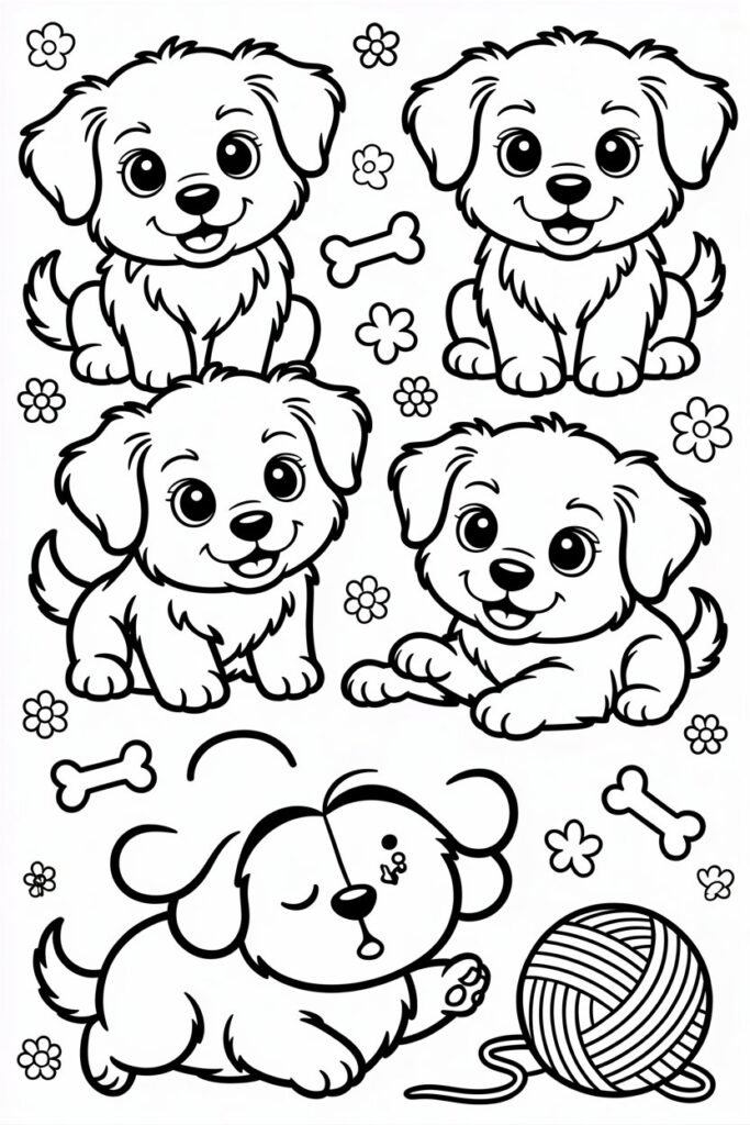 Puppy Design 1 - Cute Puppy Coloring Pages Free Printable for Kids (2)