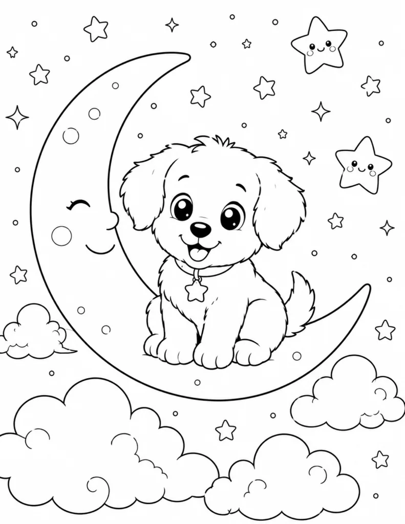 Puppy Design 1 - Cute Puppy Coloring Pages Free Printable for Kids