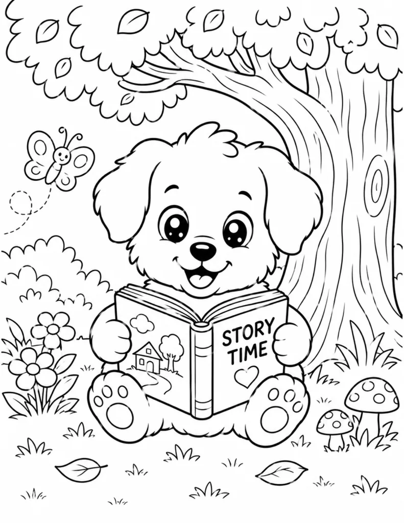 Puppy Design 11 - Cute Puppy Coloring Pages Free Printable for Kids